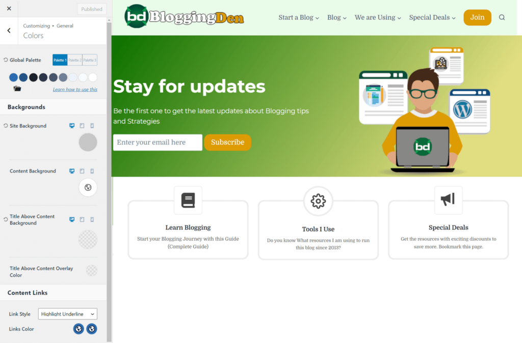 10+ En İyi WordPress Tema Sağlayıcıları (Güncellenmiş liste) 5 kadence global colors