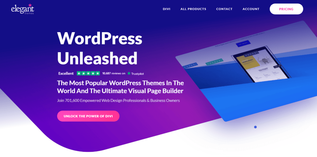 10+ En İyi WordPress Tema Sağlayıcıları (Güncellenmiş liste) 12 elegant themes homepage