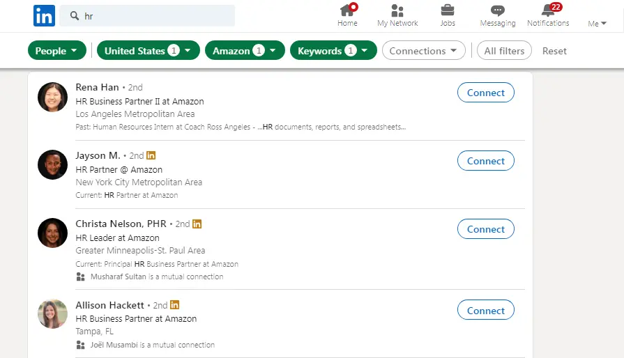 linkedin 基本搜索过滤器