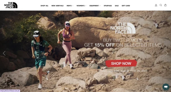 ノースフェイスのウェブデザイン