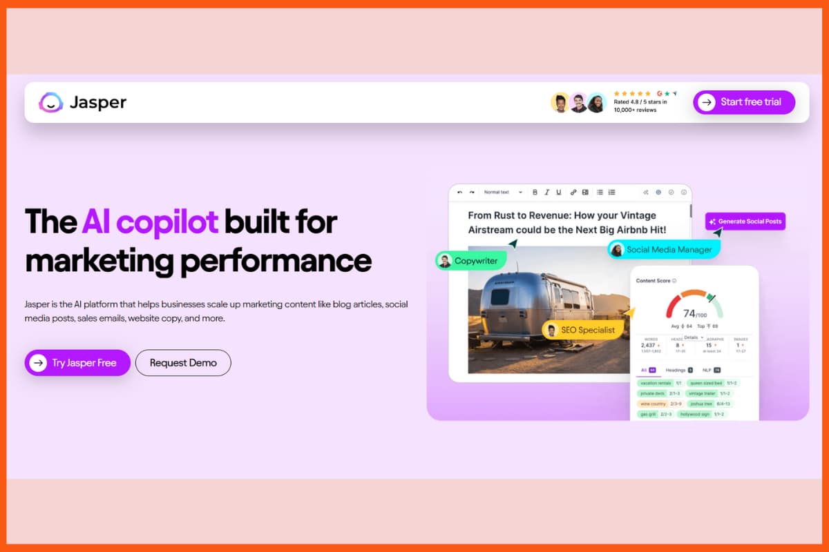 10 лучших инструментов копирайтинга на базе искусственного интеллекта — Jasper