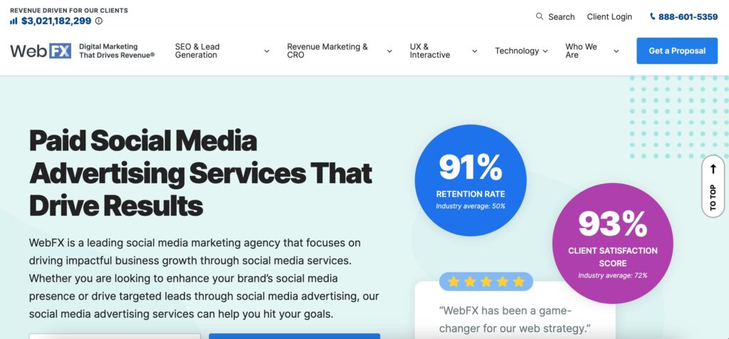 ภาพหน้าจอของเว็บไซต์ของ WebFX