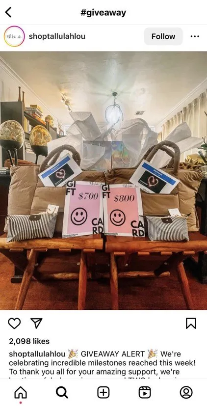 경품 콘테스트 또는 해시태그 캠페인