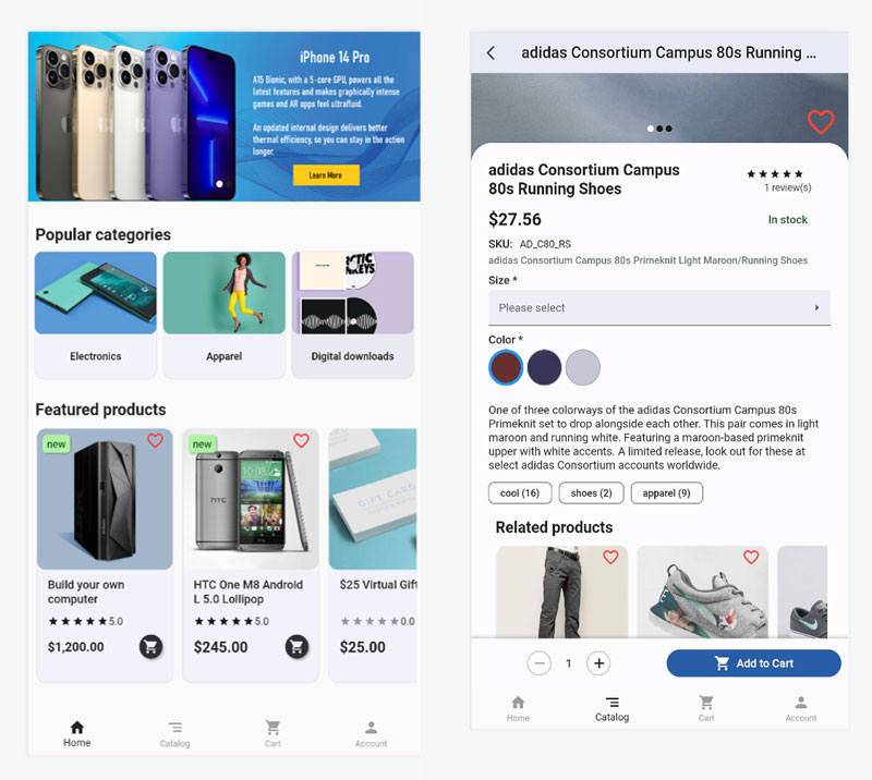 Aplicativo móvel de comércio eletrônico