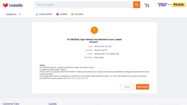 autenticação de segurança lazada