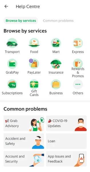página de serviços de captura de aplicativo de reserva de viagem