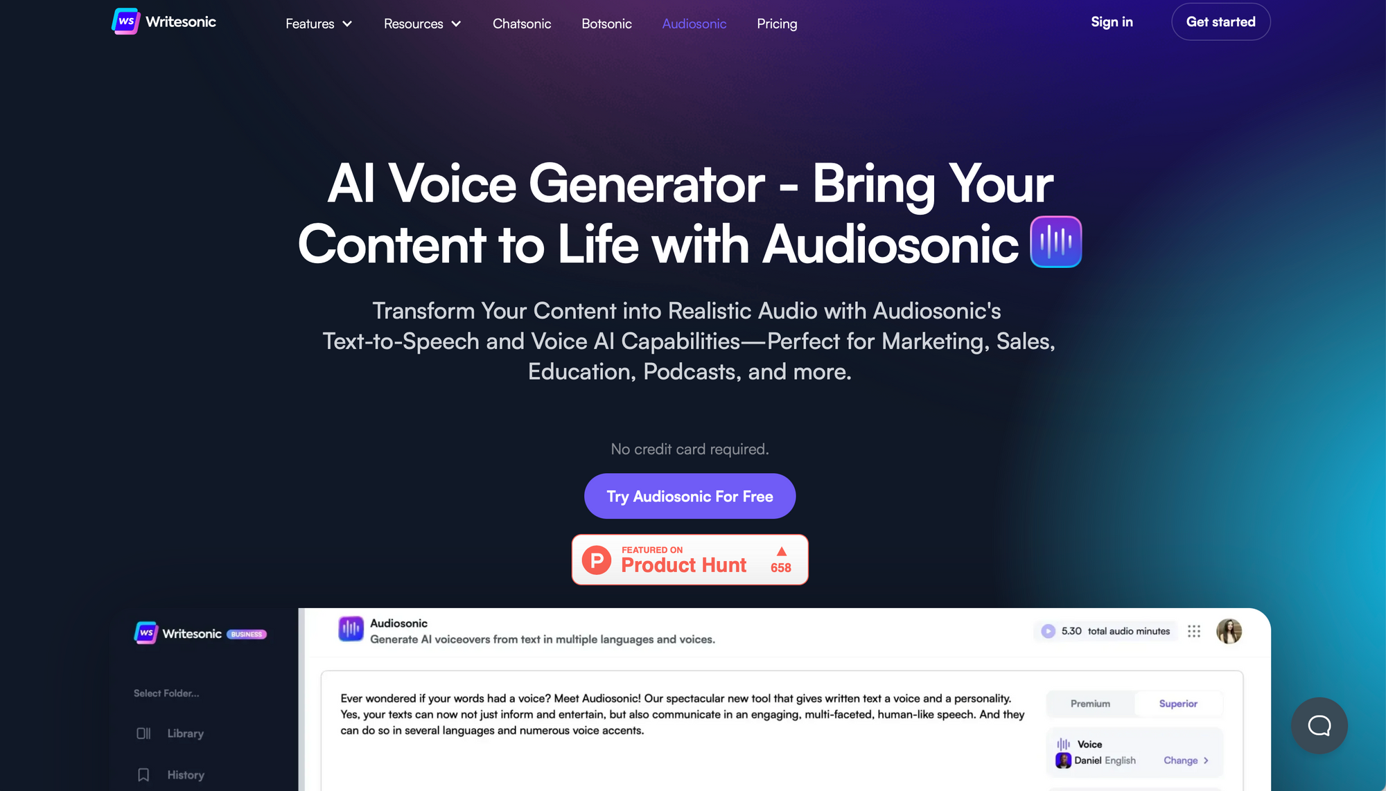 Audiosonic - 免费人工智能语音生成器