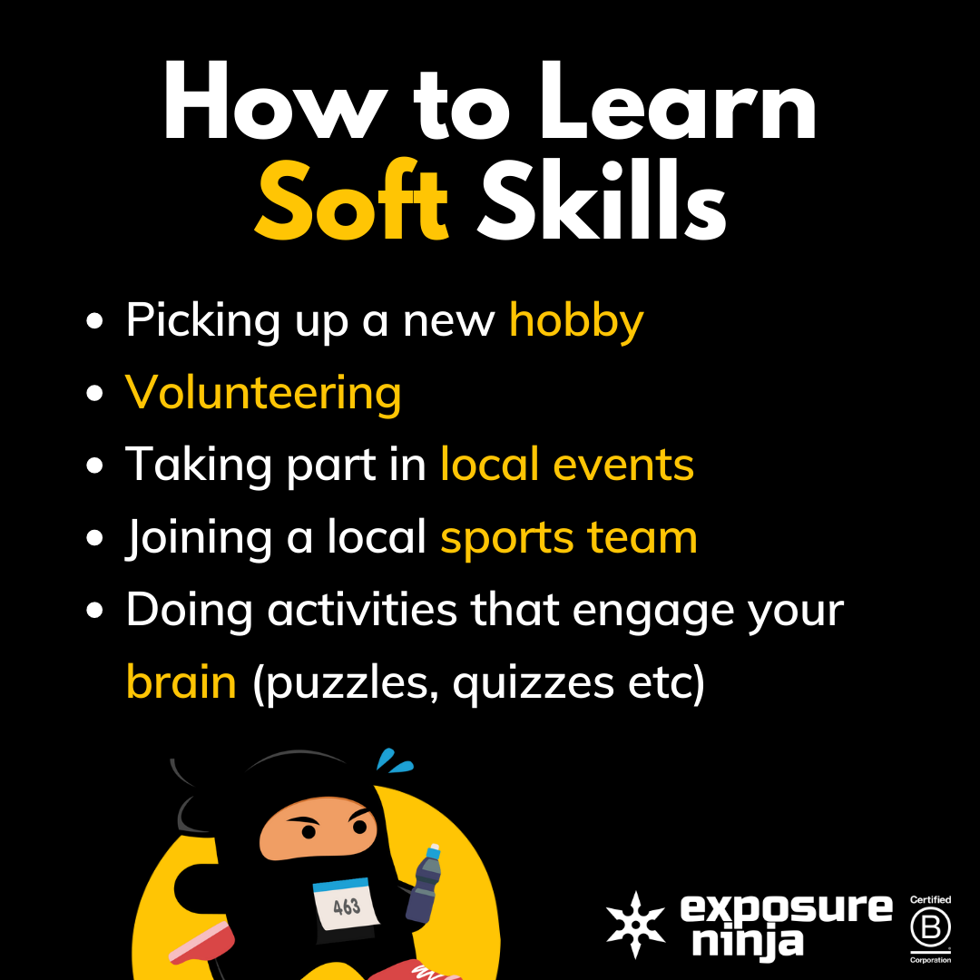ソフト スキルの学習方法に関する図。上記と同じポイントが記載されています。