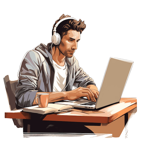 empresário sentado na frente de um computador