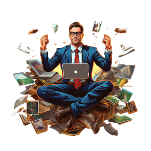 ilustração de empreendedor avaliando ideias de startup