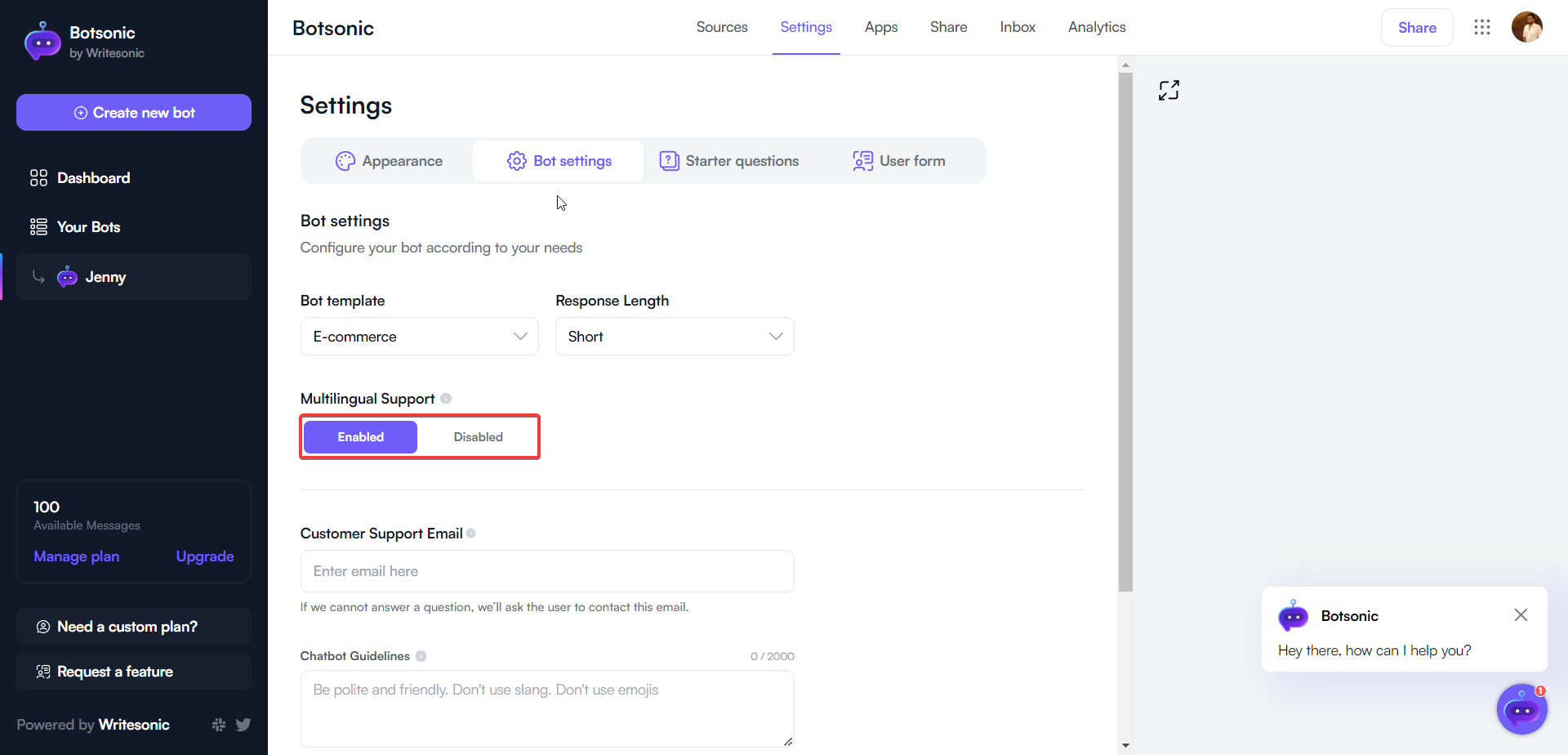 Atendimento ao cliente de IA