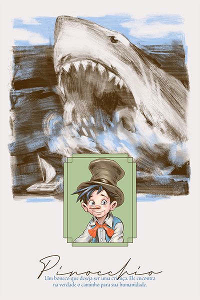 Créateur de conception d'impression d'art comportant un graphique inspiré du film Disney Pinocchio
