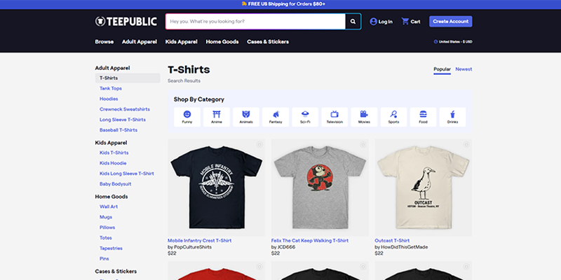 Catalog de produse TeePublic