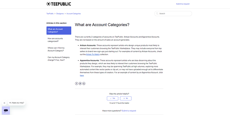 Tipuri de cont TeePublic