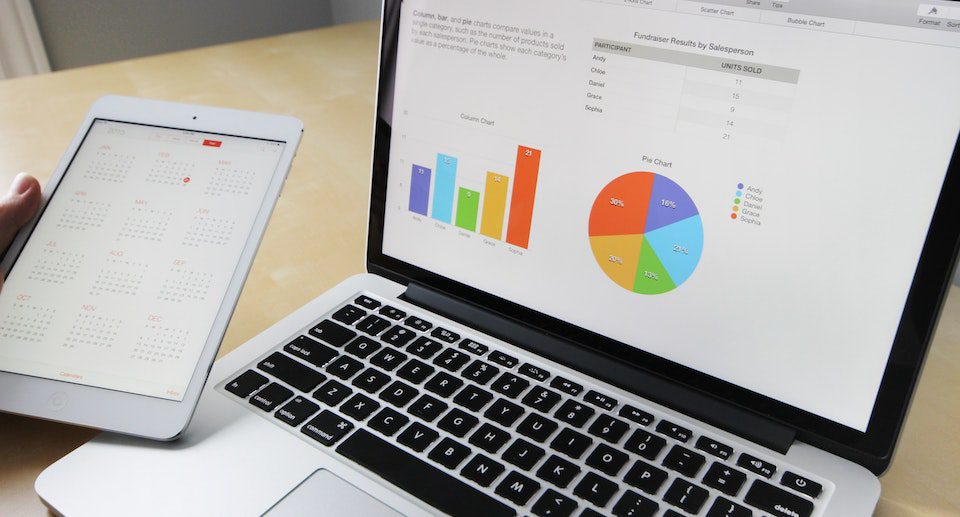 O persoană care studiază date pe laptop