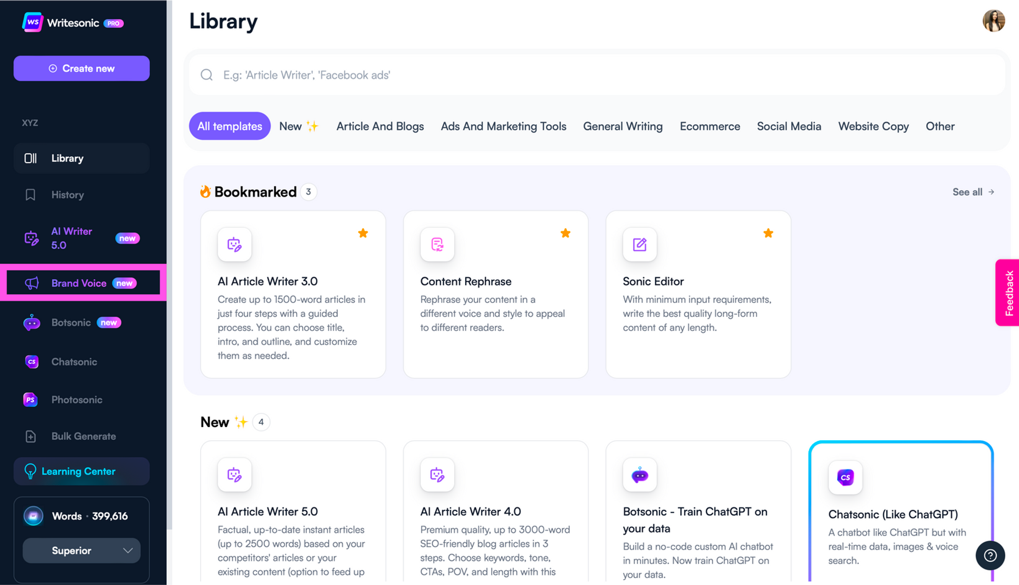 صوت العلامة التجارية Writesonic - كيفية بدء البث الصوتي