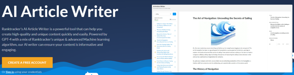 Ranktracker Toolkit AI كاتب المقال