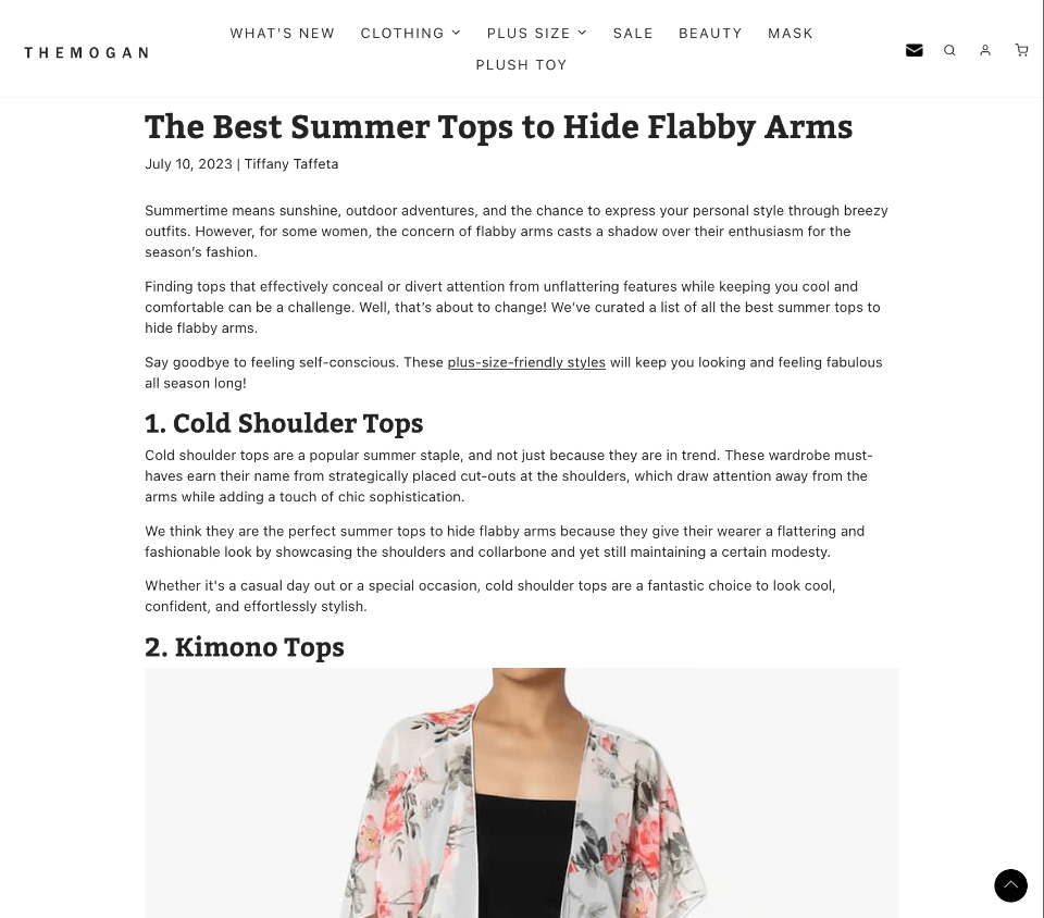 Blog o letnich bluzkach zakrywających zwiotczałe ramiona