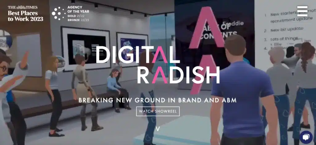 Página de inicio del sitio web de Digital Radish
