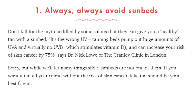 Bir Cosmopolitan makalesinin ekran görüntüsü