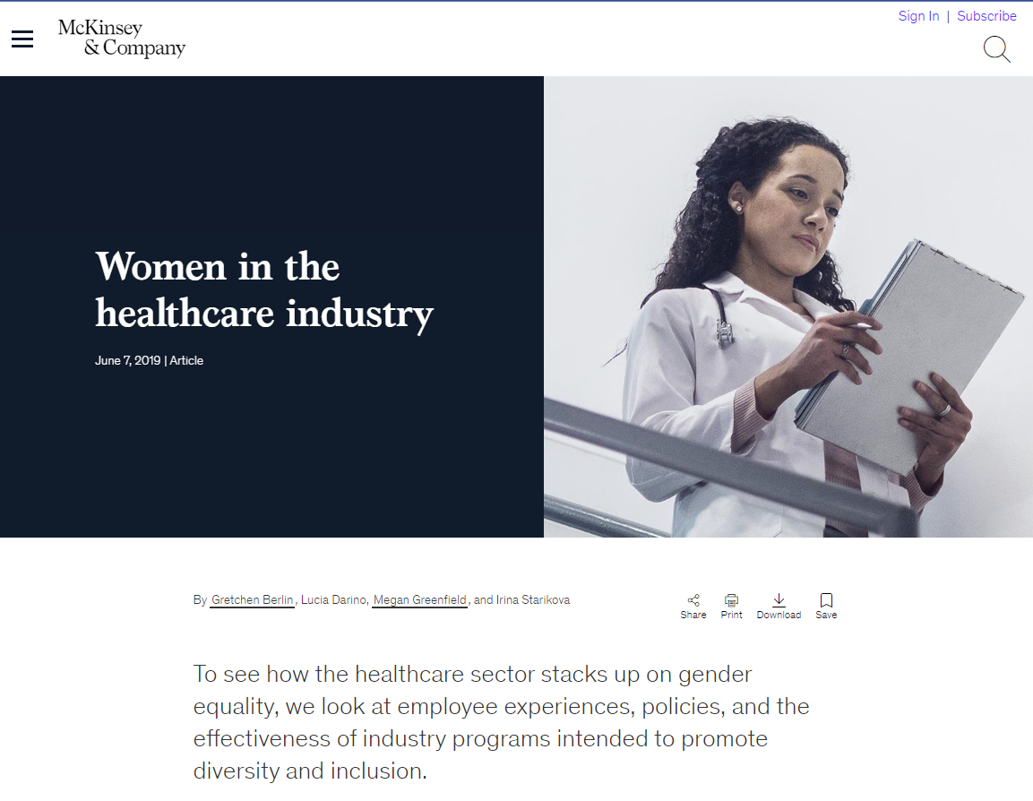 Sağlık sektöründeki kadınlarla ilgili bir araştırmanın ekran görüntüsü