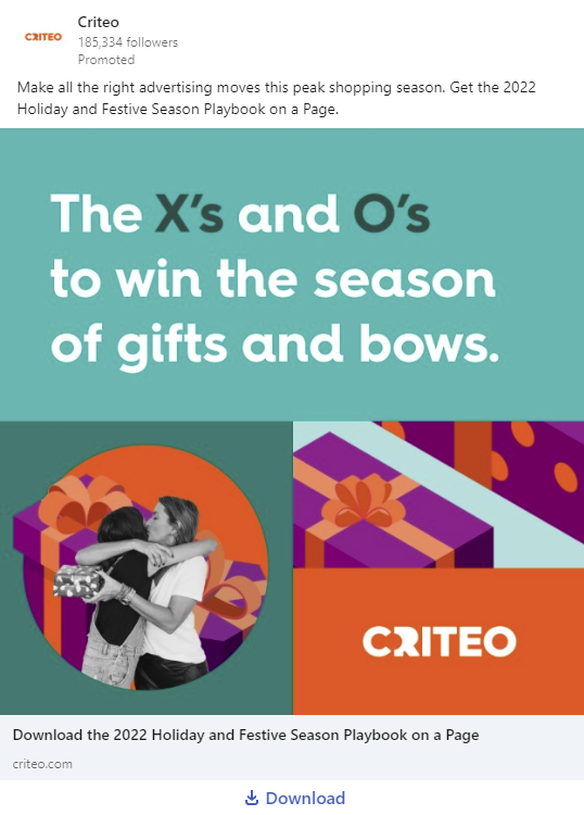 LinkedIn'de Criteo'dan bir reklamın ekran görüntüsü