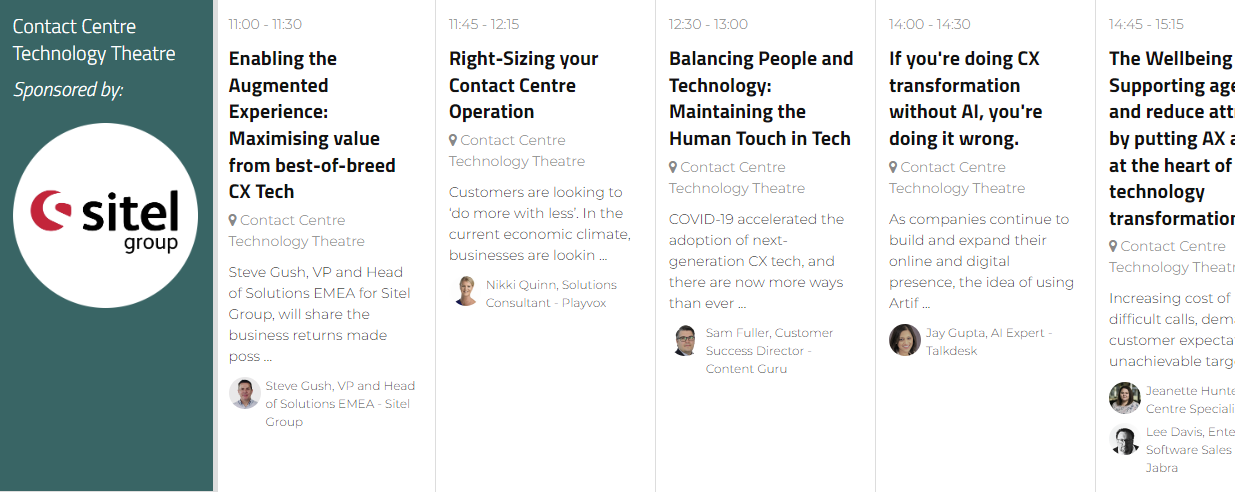 Bir etkinlikteki bazı konuşma ve panellerin ekran görüntüsü