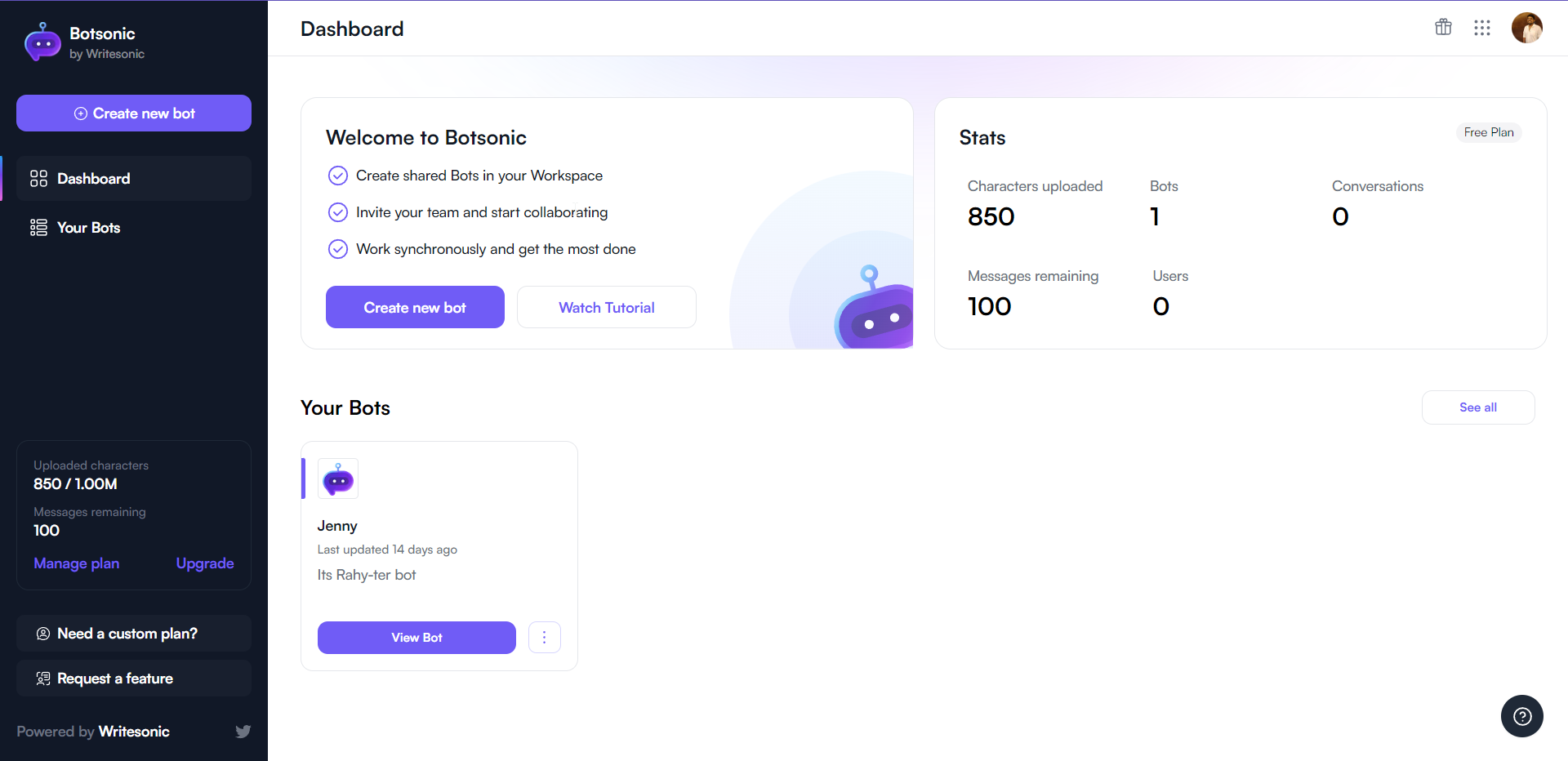 Botsonic - بناء WhatsApp Chatbot