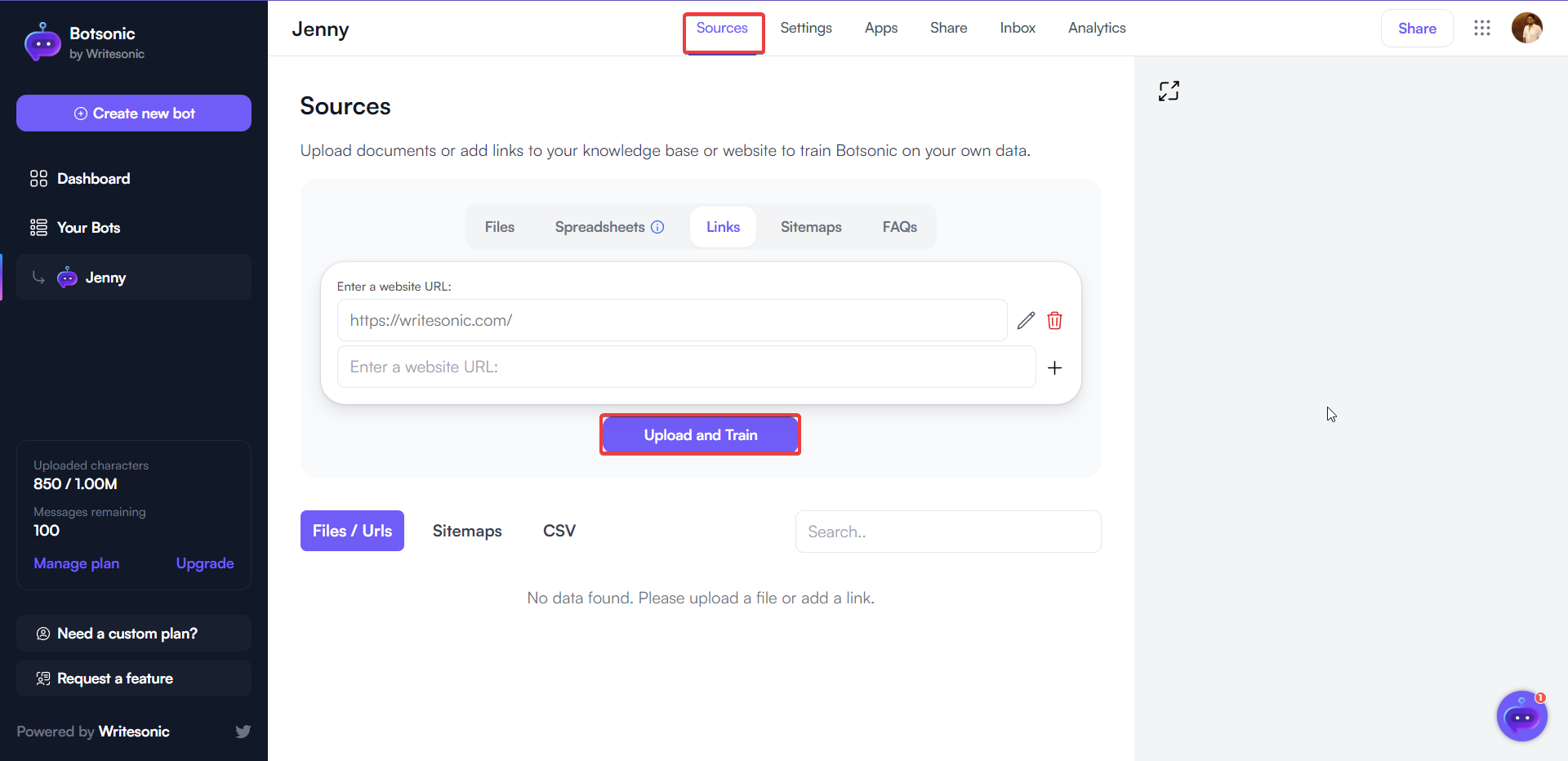 تدريب Botsonic - WhatsApp Chatbot