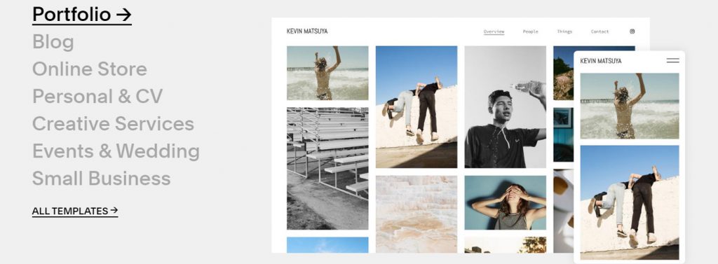 أفضل منشئي مواقع الويب للشركات الصغيرة – Squarespace