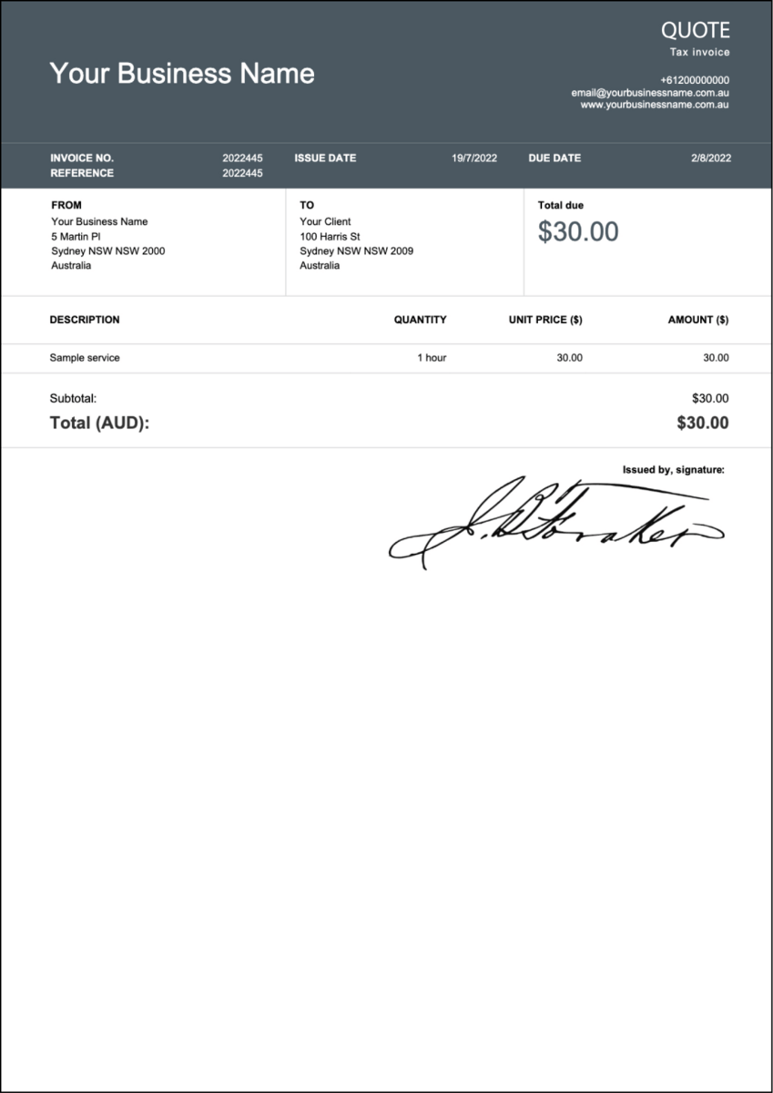 مثال على عرض أسعار مكتوب