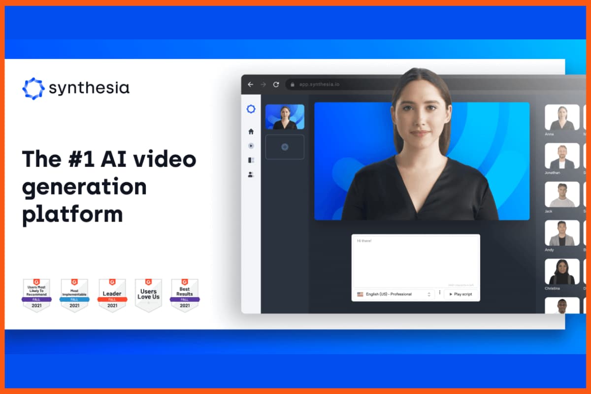 Synthesia: las mejores herramientas generadoras de vídeos con IA