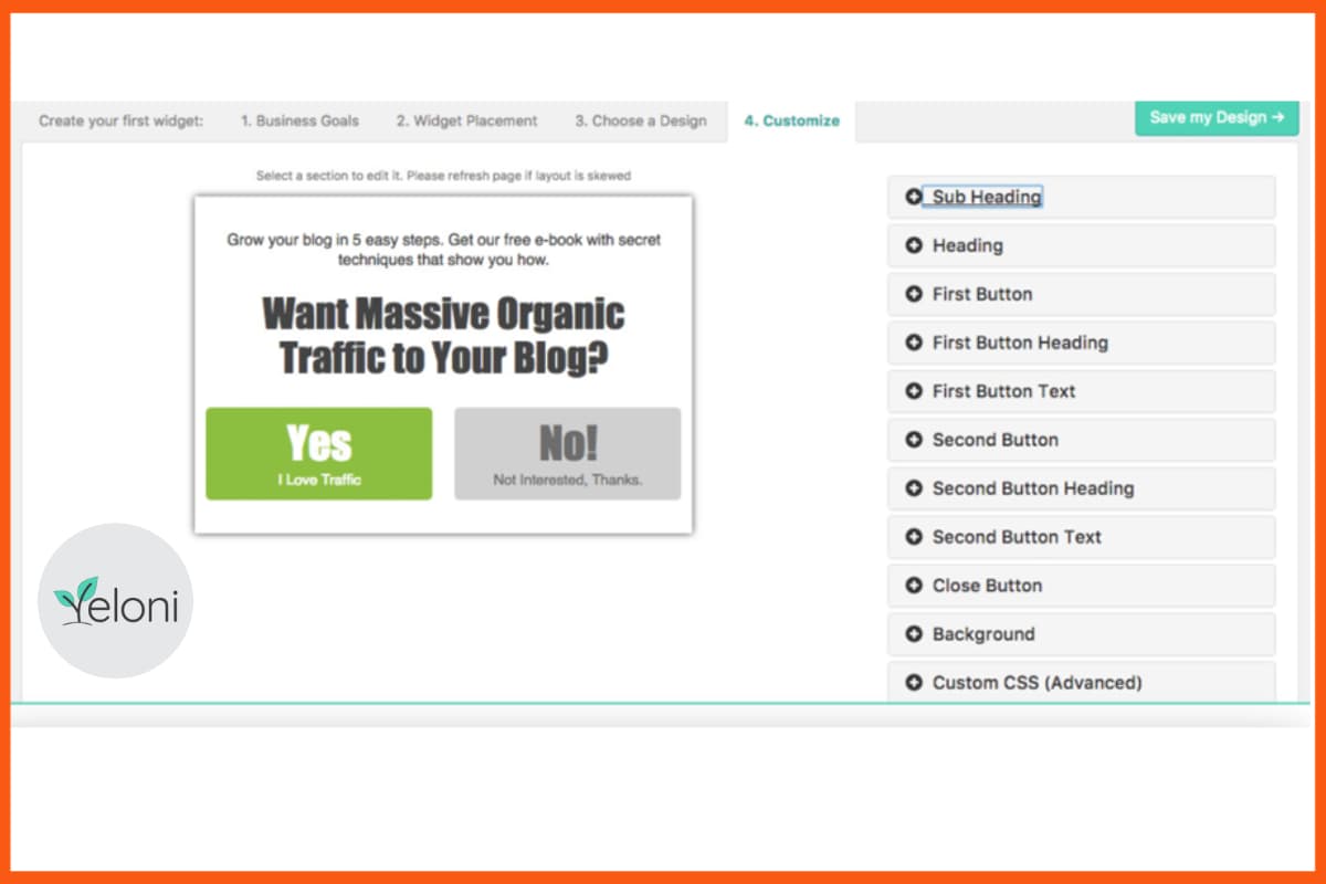 Yeloni - I migliori plugin popup Exit-Intent per WordPress