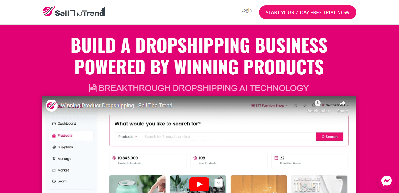SellTheTrend: descubra empresas ganadoras de dropshipping.