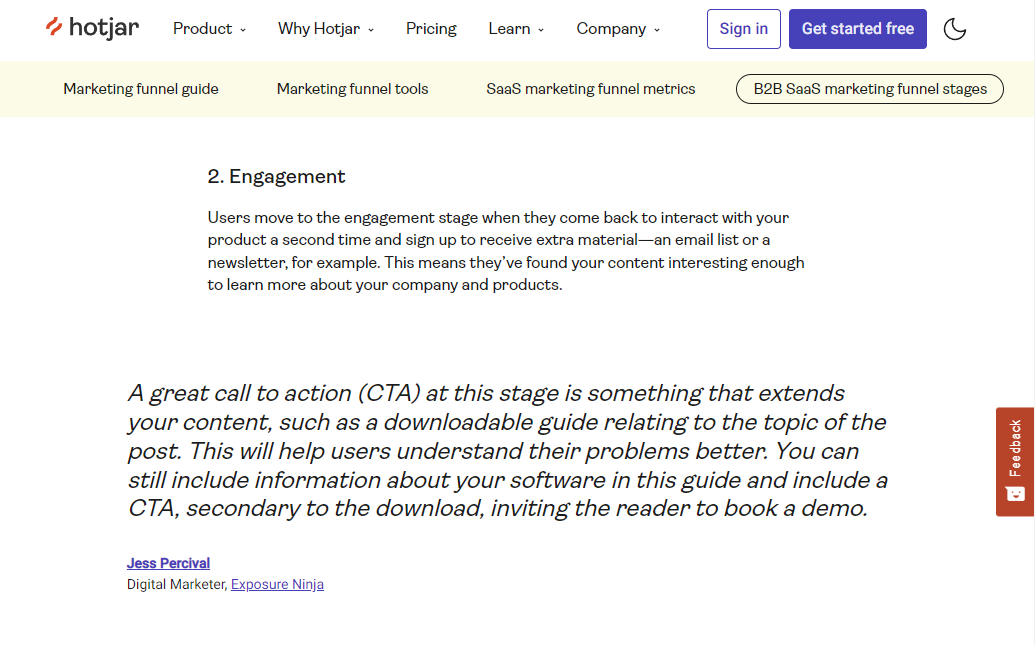 Hotjar의 백링크 스크린샷
