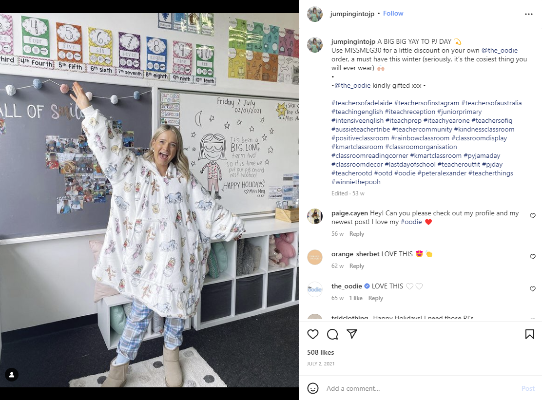 Instagram의 인플루언서 마케팅 캠페인 스크린샷