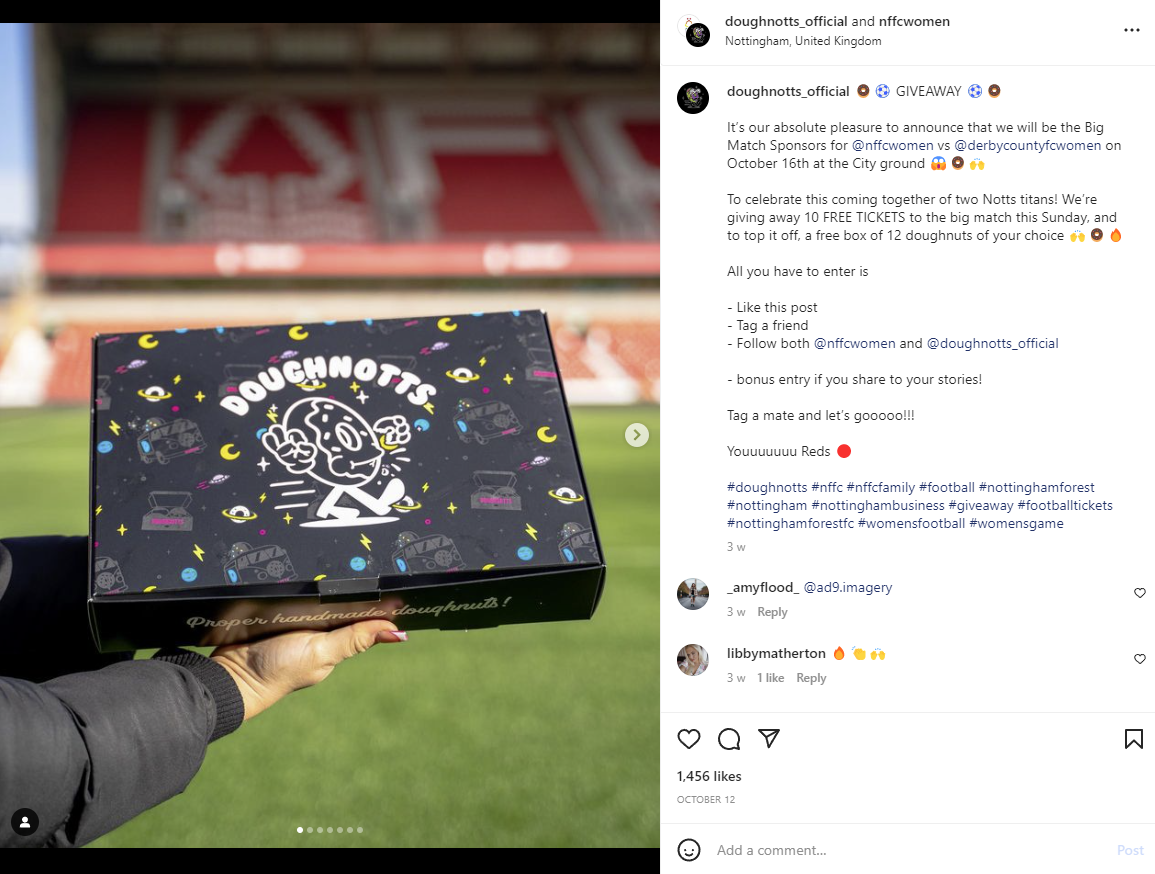 Doughnotts'un Instagram gönderisinin ekran görüntüsü