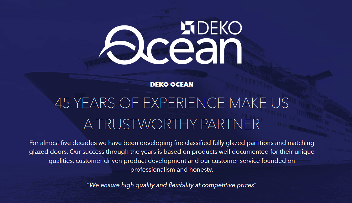 Deko Ocean web sitesinden ekran görüntüsü