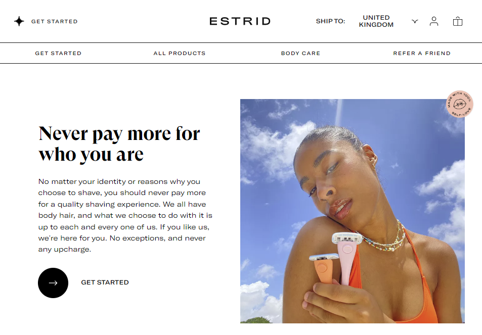 Estrid ana sayfasının ekran görüntüsü