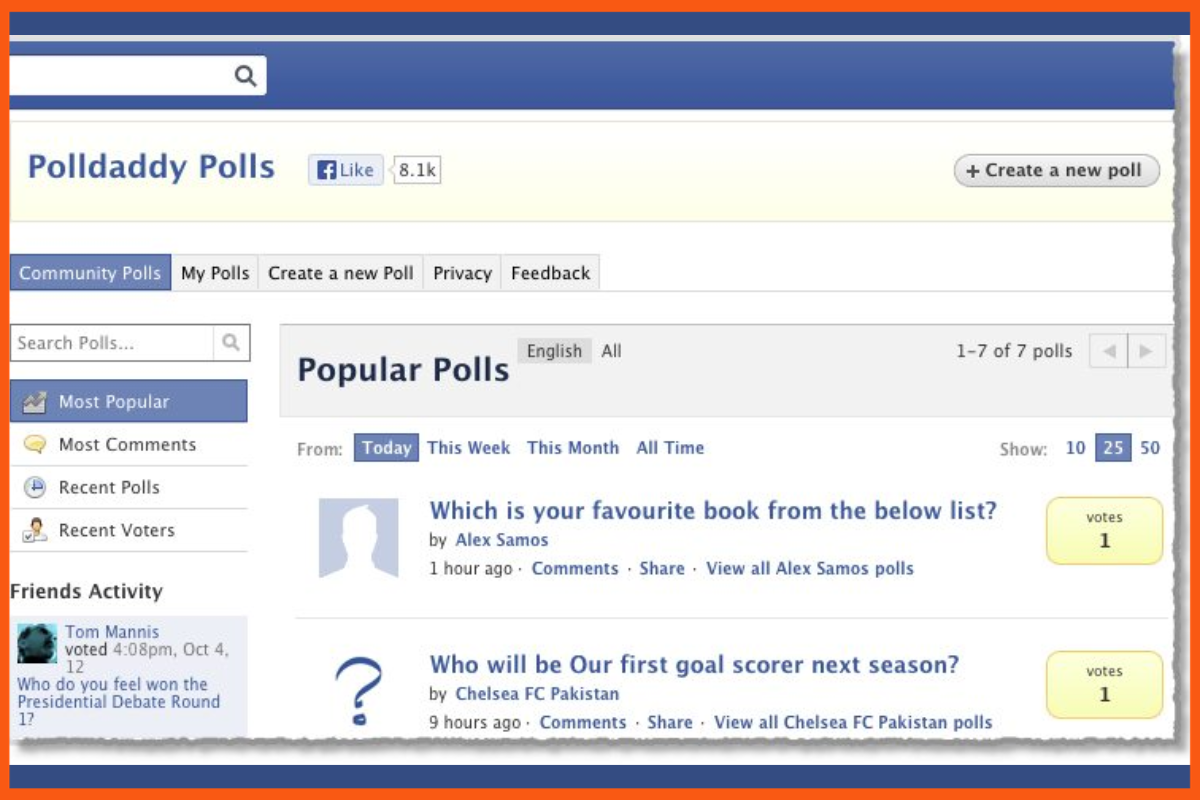 Ejemplo de encuesta de Facebook en grupos