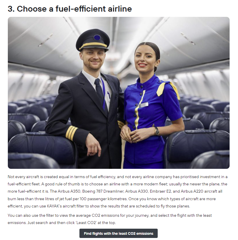 Kayak blogundaki bir CTA'nın ekran görüntüsü