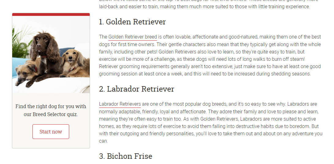 Purina blogunun ekran görüntüsü