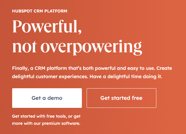 Hubspot web sitesindeki bir CTA'nın ekran görüntüsü