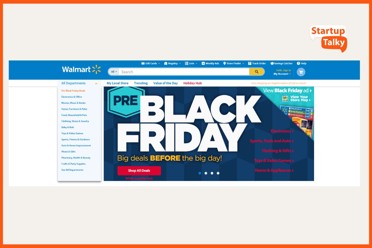 Página de inicio de Walmart - Viernes negro