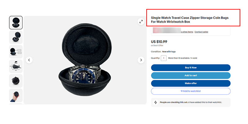 Listado de cajas de relojes de pulsera en eBay