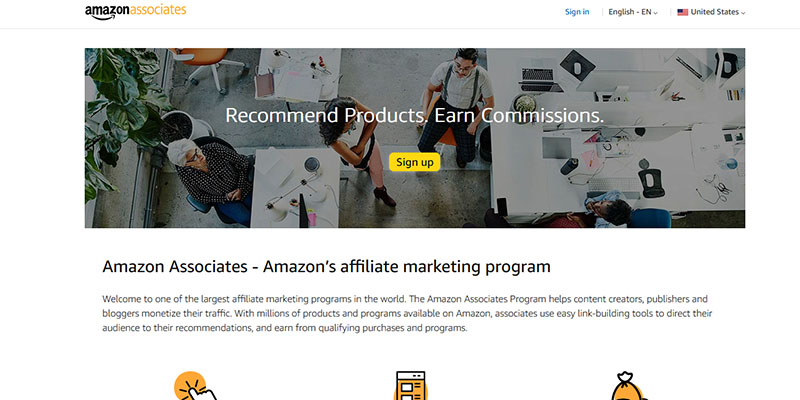 Amazon Associates sayfası
