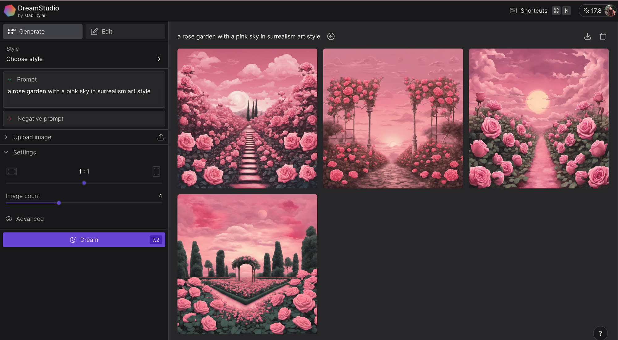 Dreamstudio - generator seni AI