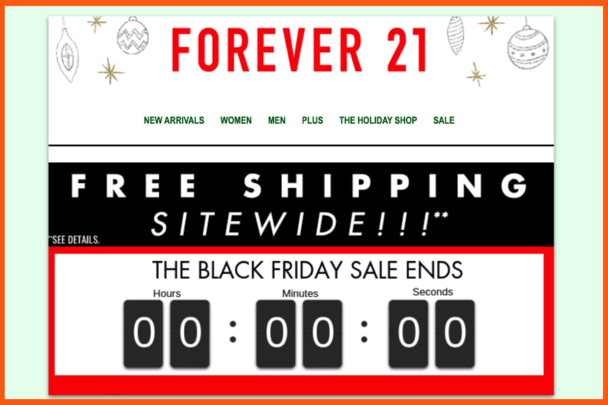 BFCM 카운트다운 타이머의 예