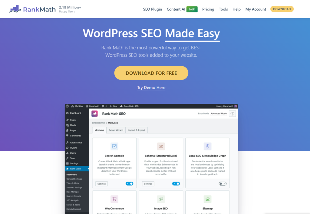 Classificação matemática da oferta da Black Friday 2023: $ 4,9/mês + oferta vitalícia 5 rank math pro homepage