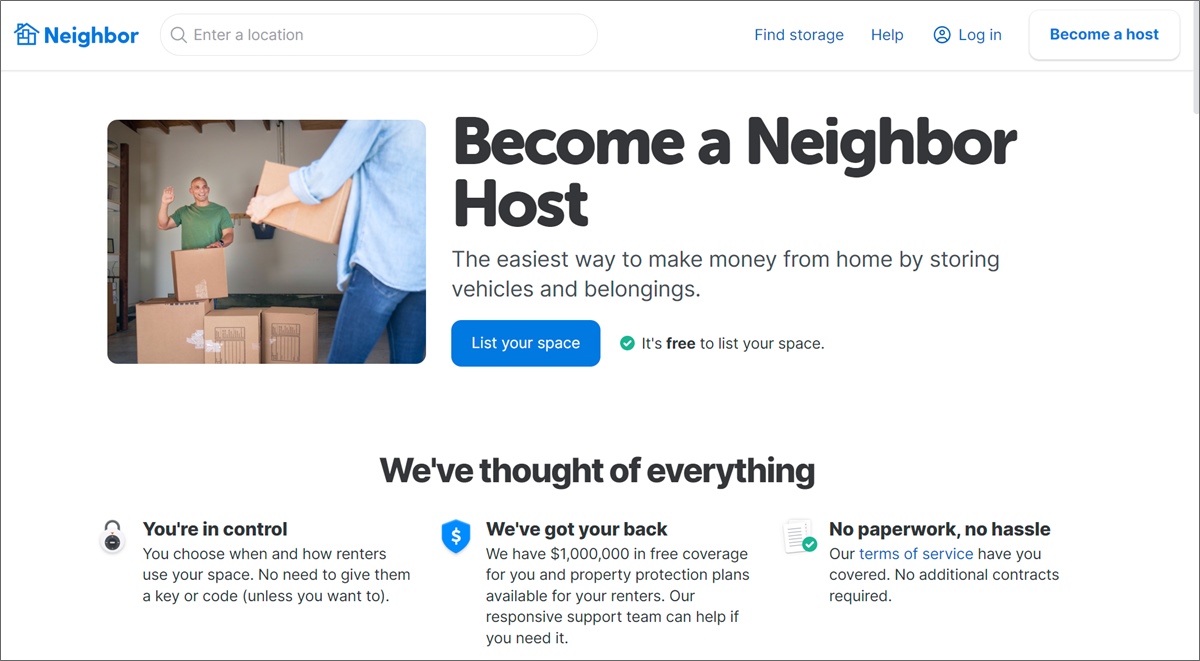 ネイバーストレージのホームページ